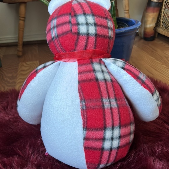 Handmade Plaid Large Red Heart Teddy Bear 12 inch - Picture 5 of 8